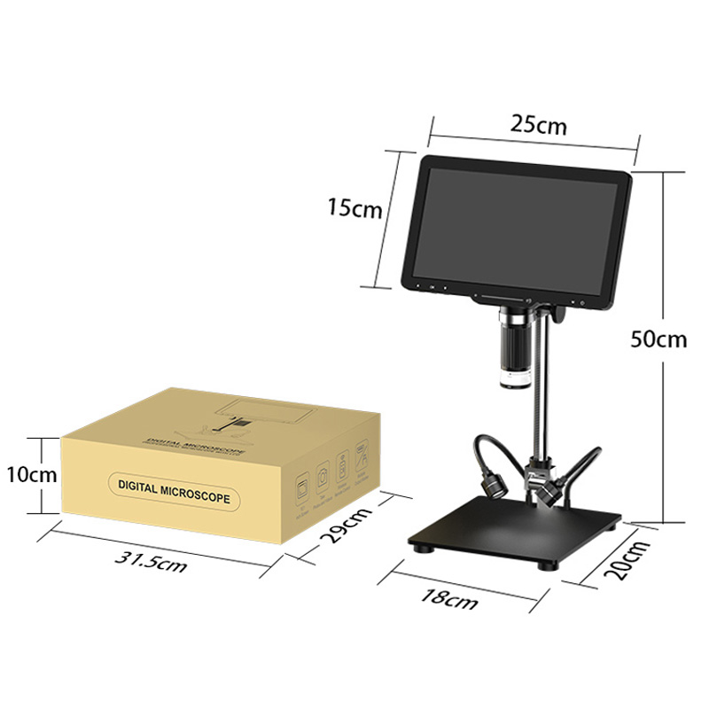 1600X 10.1inch 178° IPS Screen Sony CMOS Handheld Digital Microscope with External LED Light Source