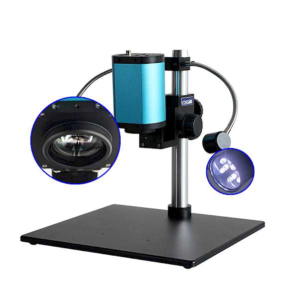 Integrated 4K Full-Automatic Focus Measuring Digital Microscope Camera with Measuring Software &amp; Adjustable LED Light - Microscopy