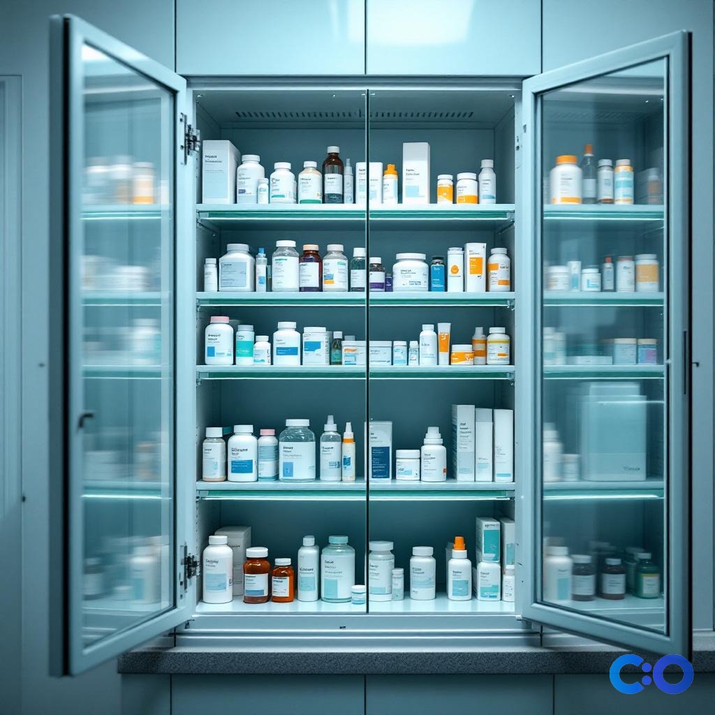 Clean Medicine Storage Cabinet - Side View
