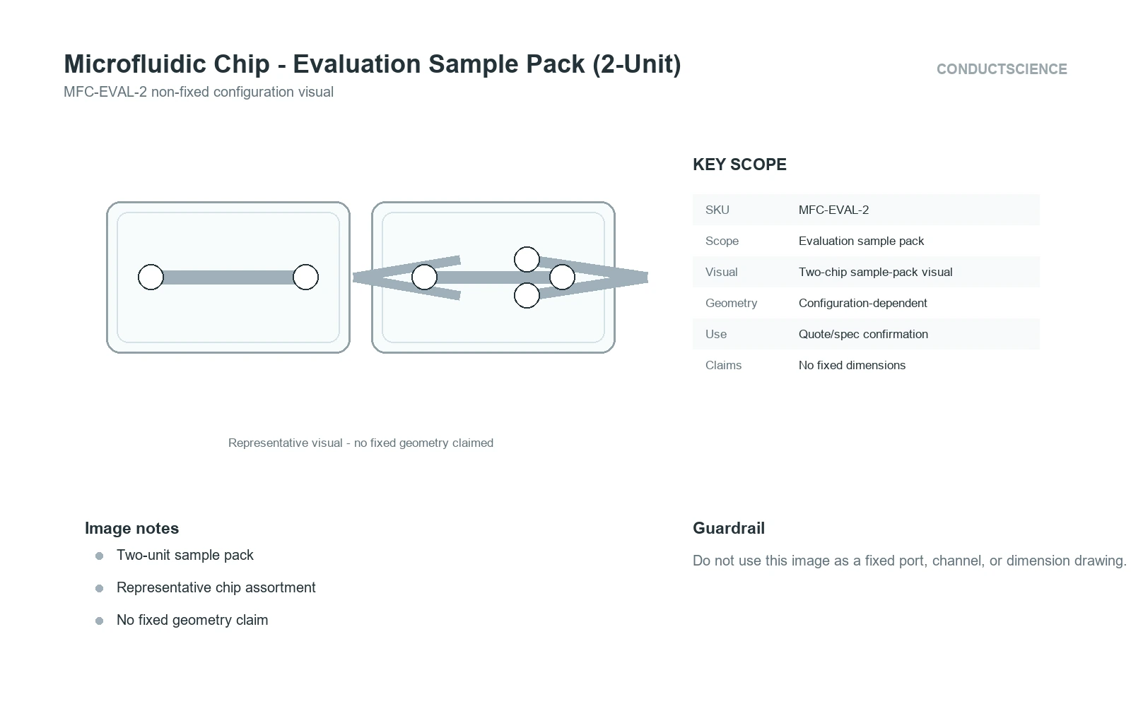 Microfluidic Chip - Evaluation Sample Pack (2-Unit) configuration capability plate without fixed geometry claims