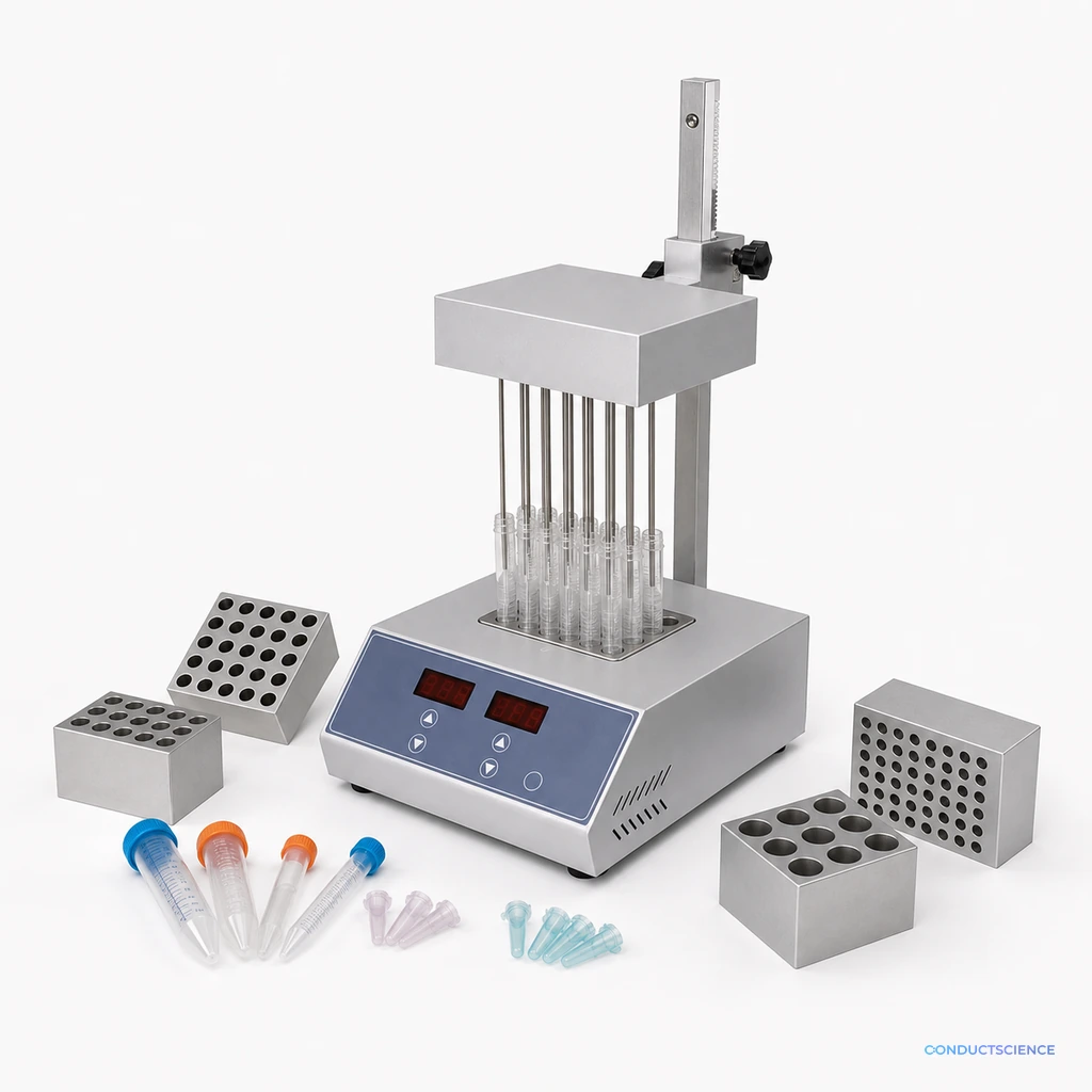 BK-SC100 sample concentrator with gas manifold and heating blocks