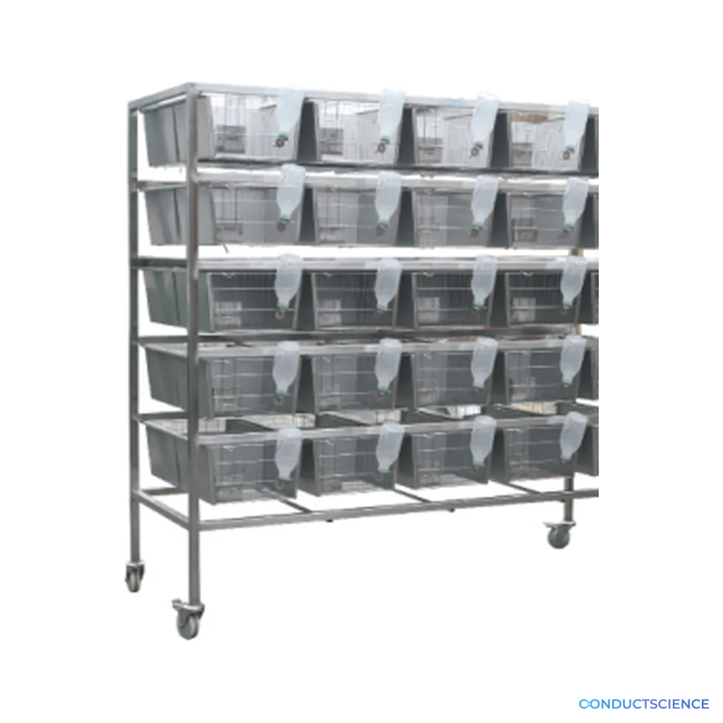 Four-Level Stainless Steel Rat Cage Rack