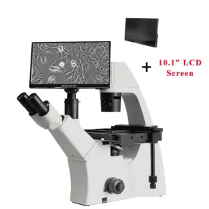 Trinocular Phase Contrast Digital Inverted Microscope with LCD  Display Screen